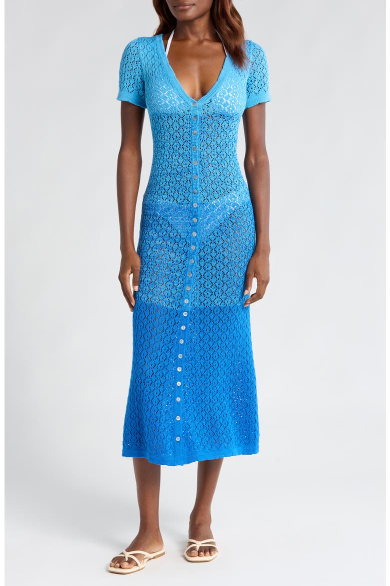 Alexandra Short Sleeve Cover-Up Dress, Main, color, BLUE