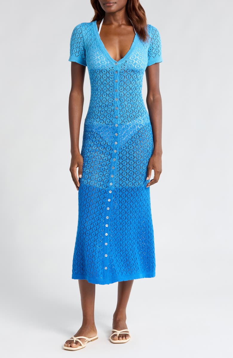 Capittana Alexandra Short Sleeve Cover-Up Dress, Main, color, Blue