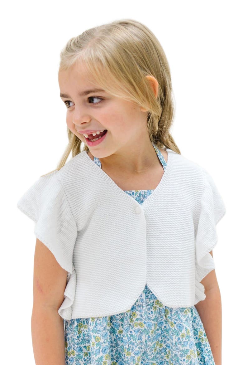 Girls' Ruffle Sleeve Sweater Vest, Kids, Main, color, White