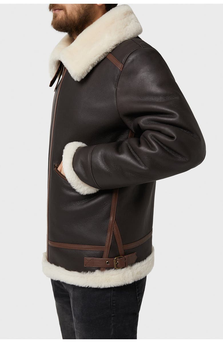 Furniq UK Cecil Sheepskin Aviator Jacket, Alternate, color, Silky Brown/ Beige Wool