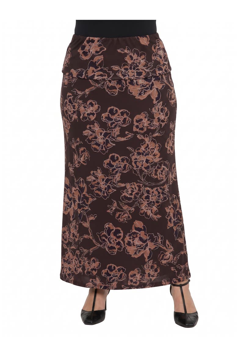 Essential Curvy Elastic Waistband Maxi Skirt, Main, color, Brown Multi