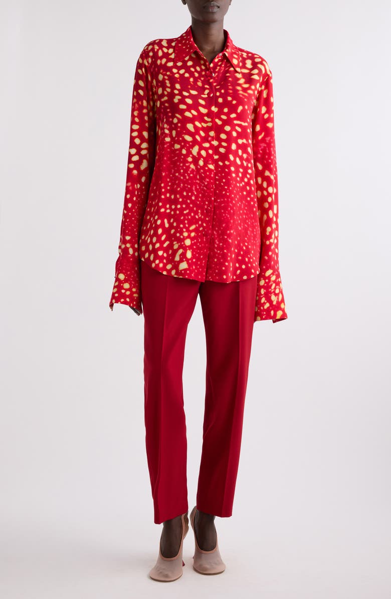 Dries Van Noten Celina Orchid Spot Snap-Up Shirt, Alternate, color, Red