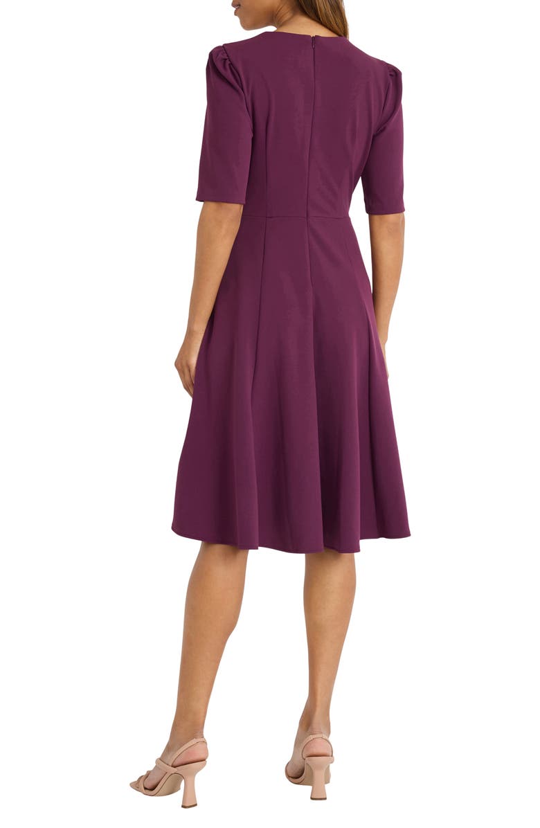 Donna Morgan V-Neck Fit & Flare Dress, Alternate, color, Italian Plum