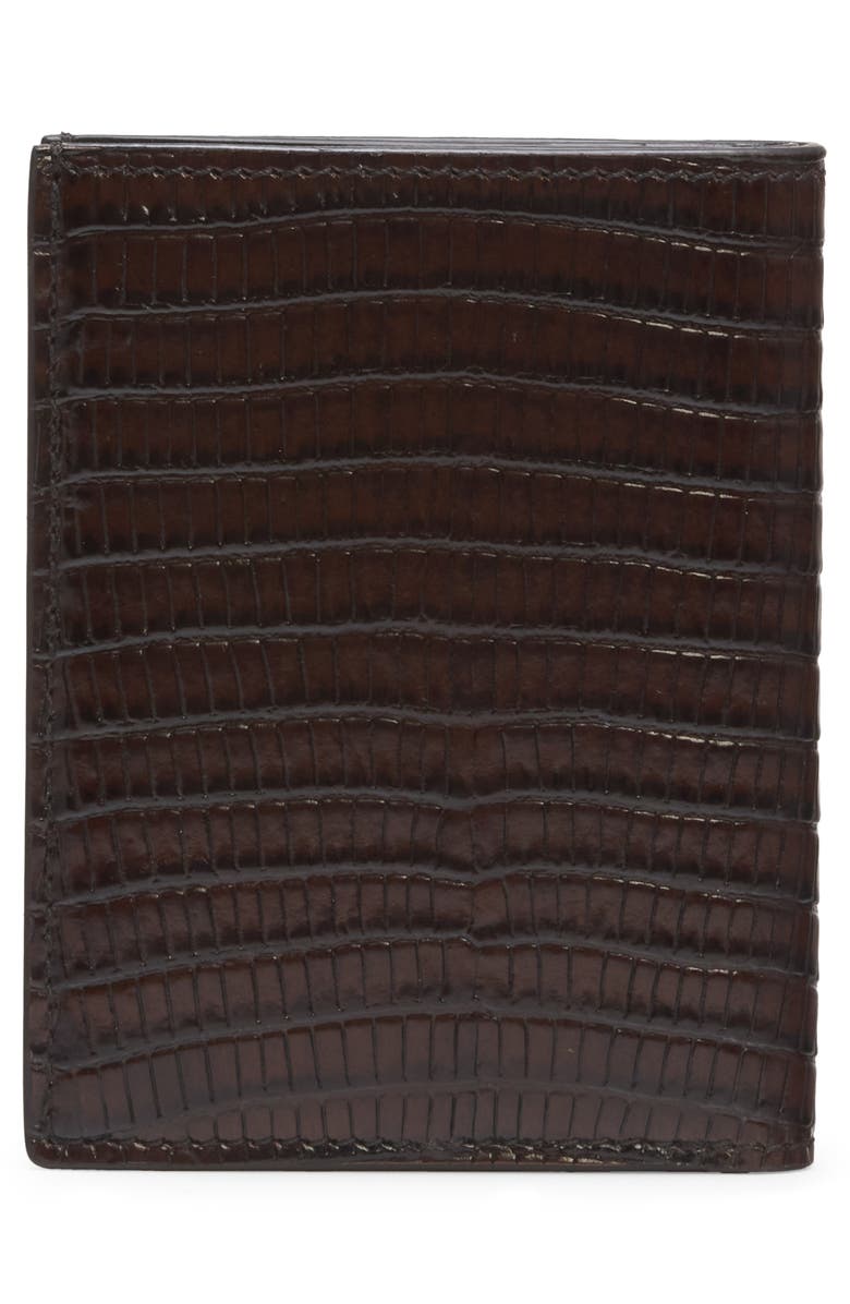 TOM FORD Tesus T Line Lizard Embossed Leather Bifold Card Case, Alternate, color, 