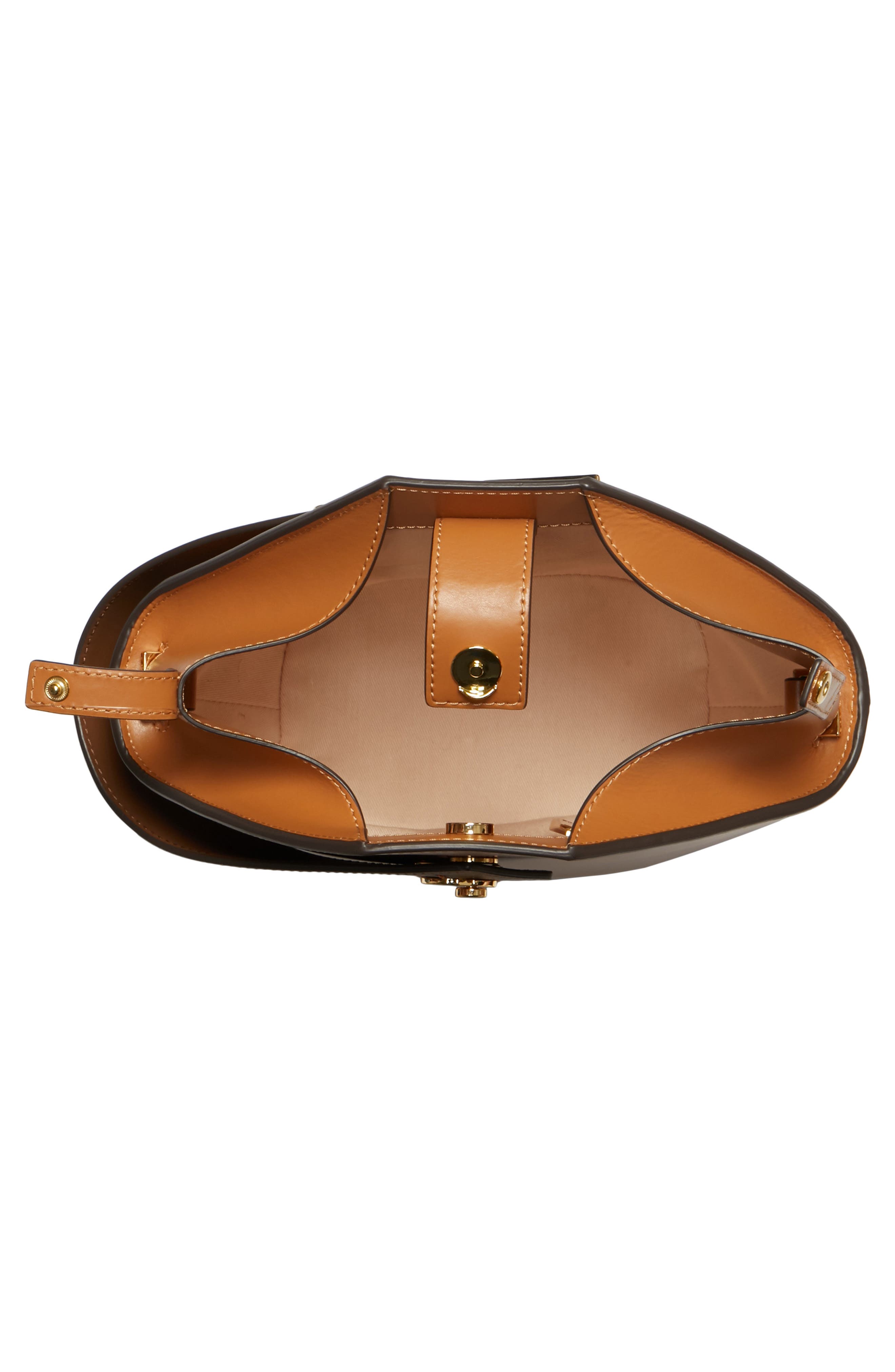 Mini Johnny Leather Bucket Bag, Alternate, color, BROWN