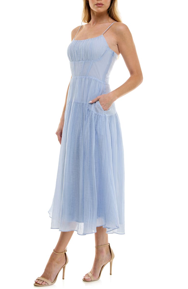 Socialite Fit & Flare Corset Maxi Dress, Alternate, color, French Blue