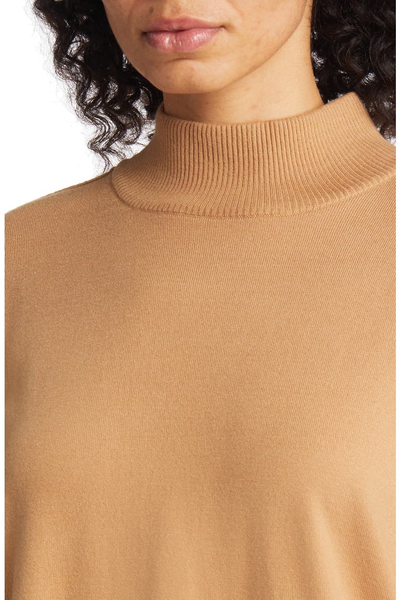 Rosie Mock Neck Long Sleeve Sweater Dress, Alternate, color, CAMEL