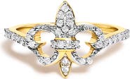 Haus of Brilliance 14K Yellow Gold Plated .925 Sterling Silver 1/4 Cttw Diamond Fleur-de-Lis Ring