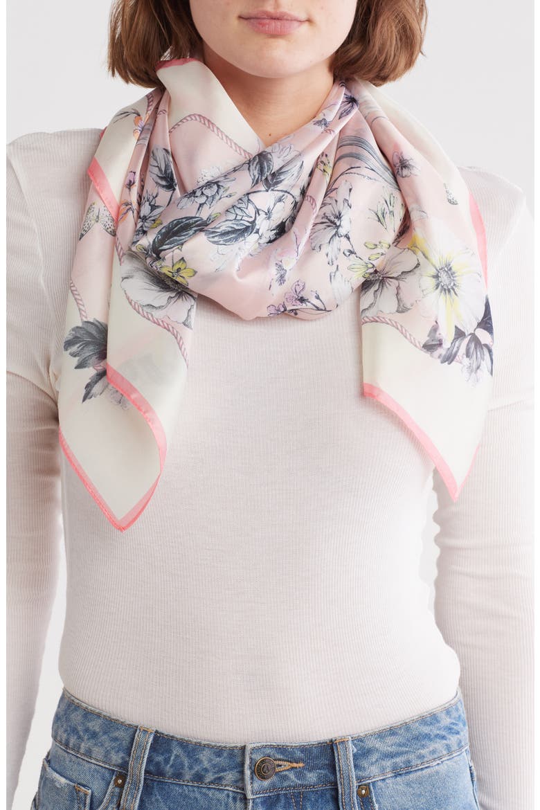Toile Square Scarf, Main, color, BLUSH