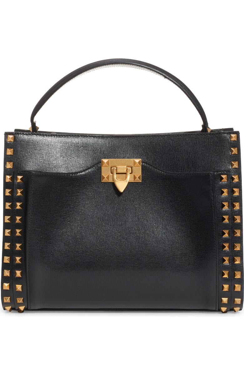 Valentino Garavani Medium Alcove Rockstud Leather Satchel, Main, color,