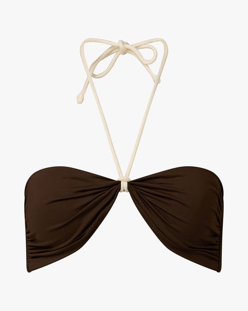 Weworewhat Rope Tie Halter Bikini Top In Mahogany