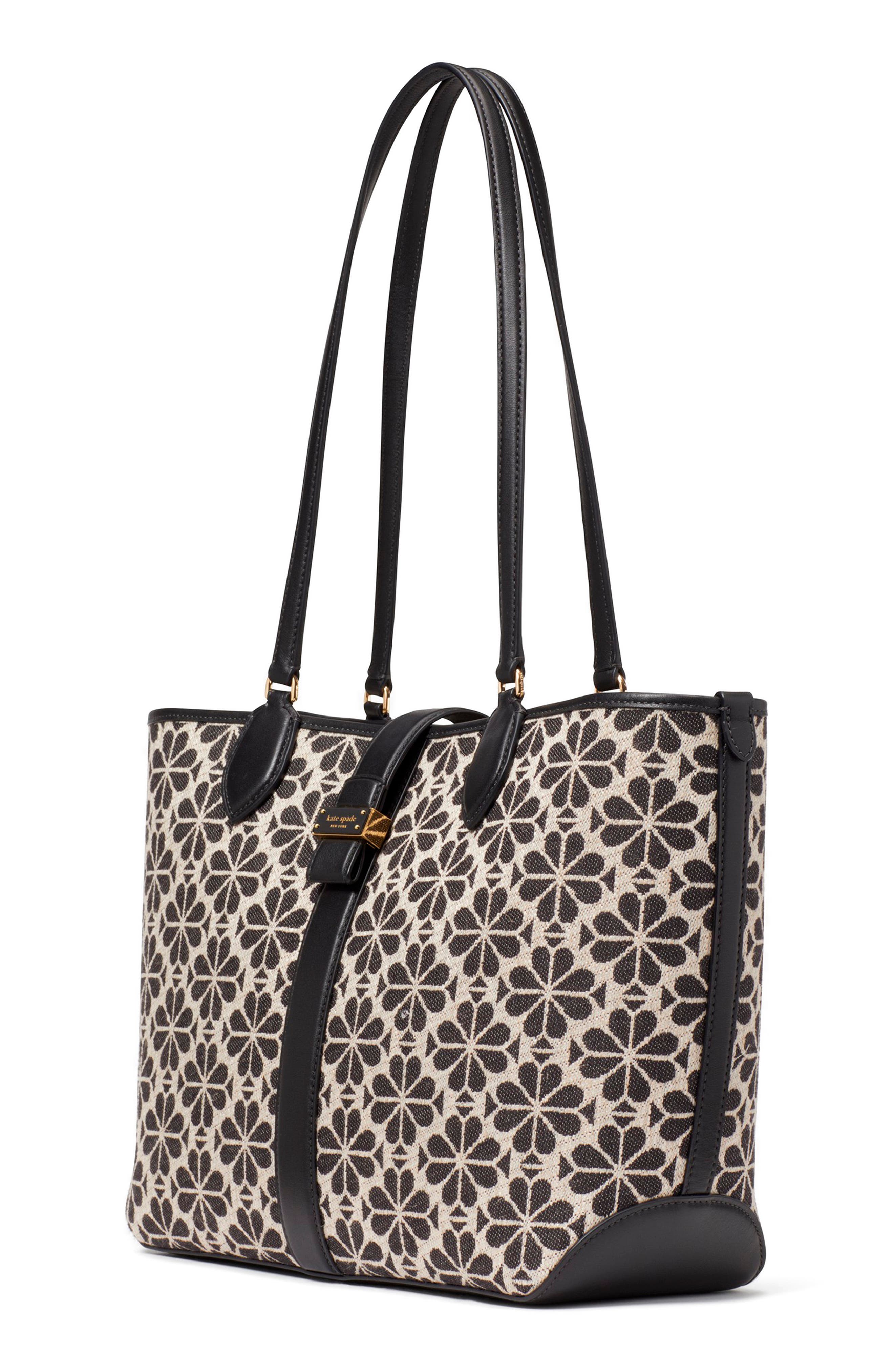 spade flower jacquard tote, Alternate, color, SAND MULTI