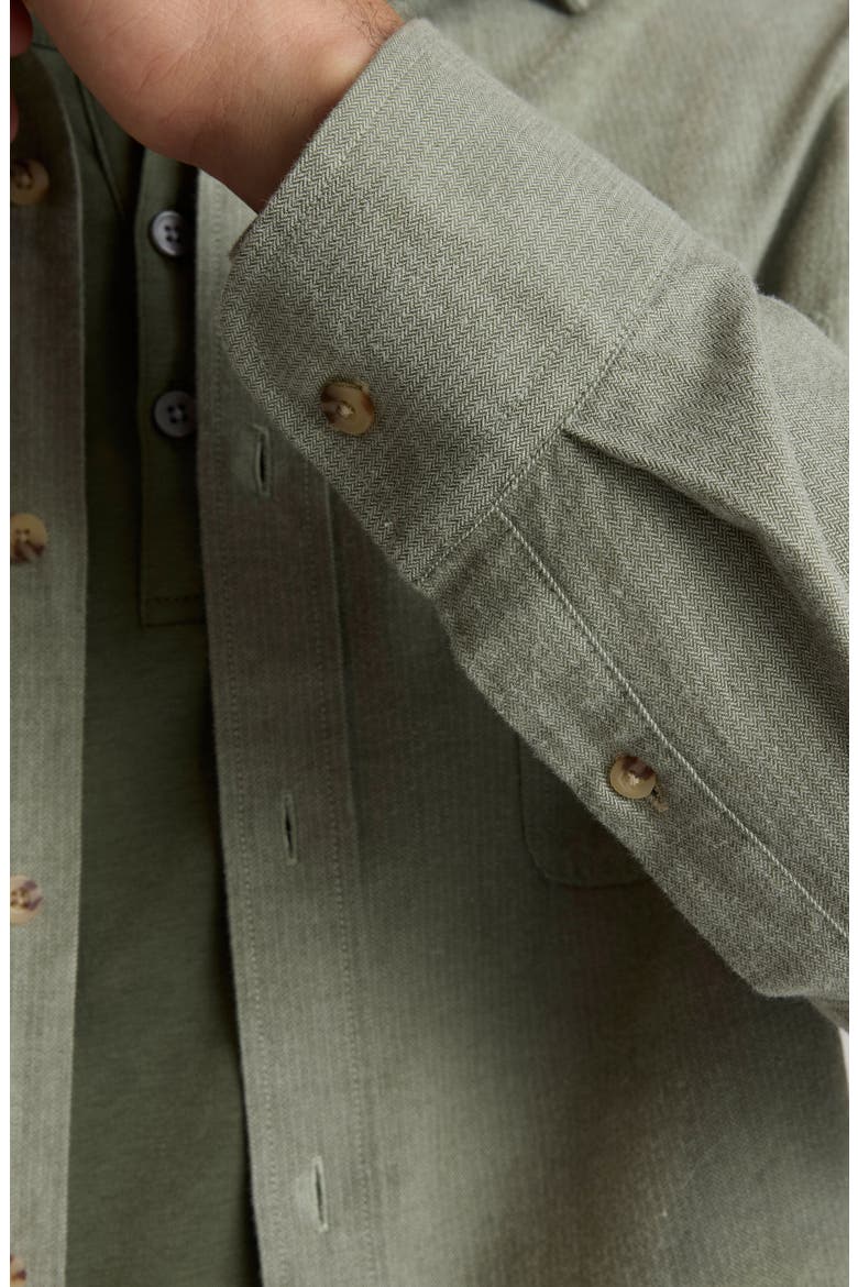 Hemsworth Flannel Twill Button-Up Shirt, Alternate, color, MID GREEN