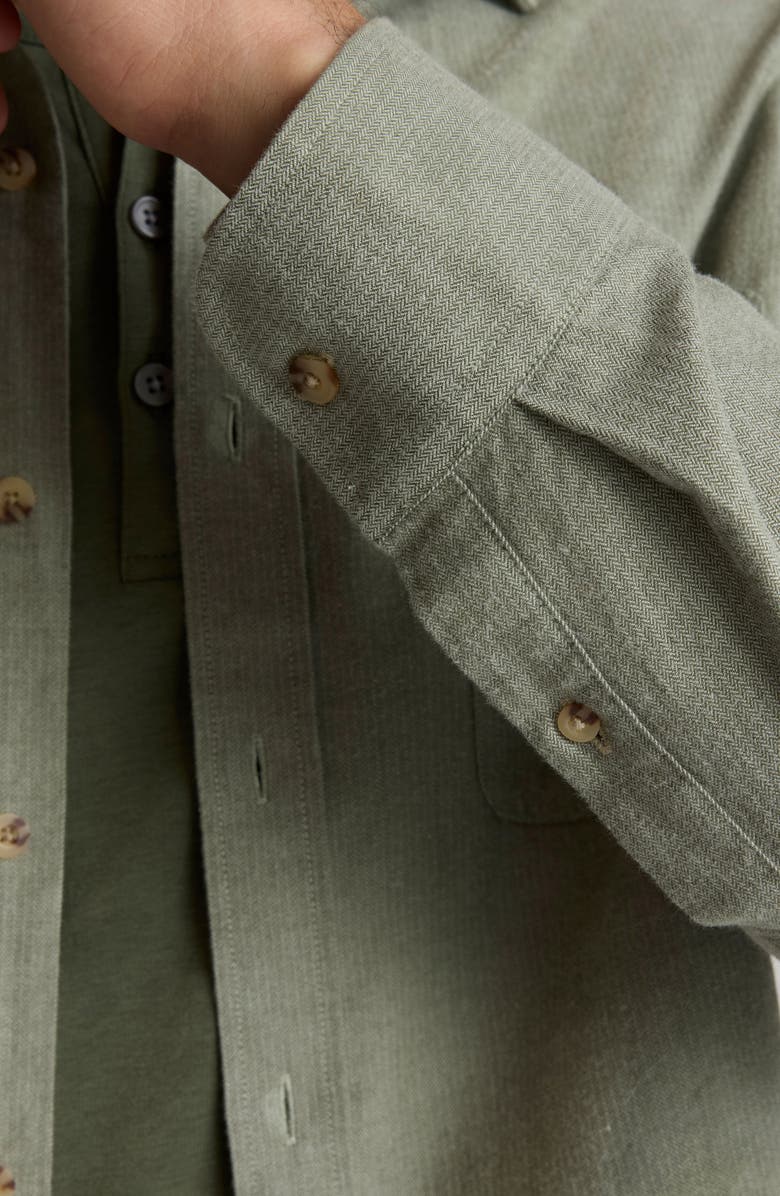 UNTUCKit Hemsworth Flannel Twill Button-Up Shirt, Alternate, color, Mid Green