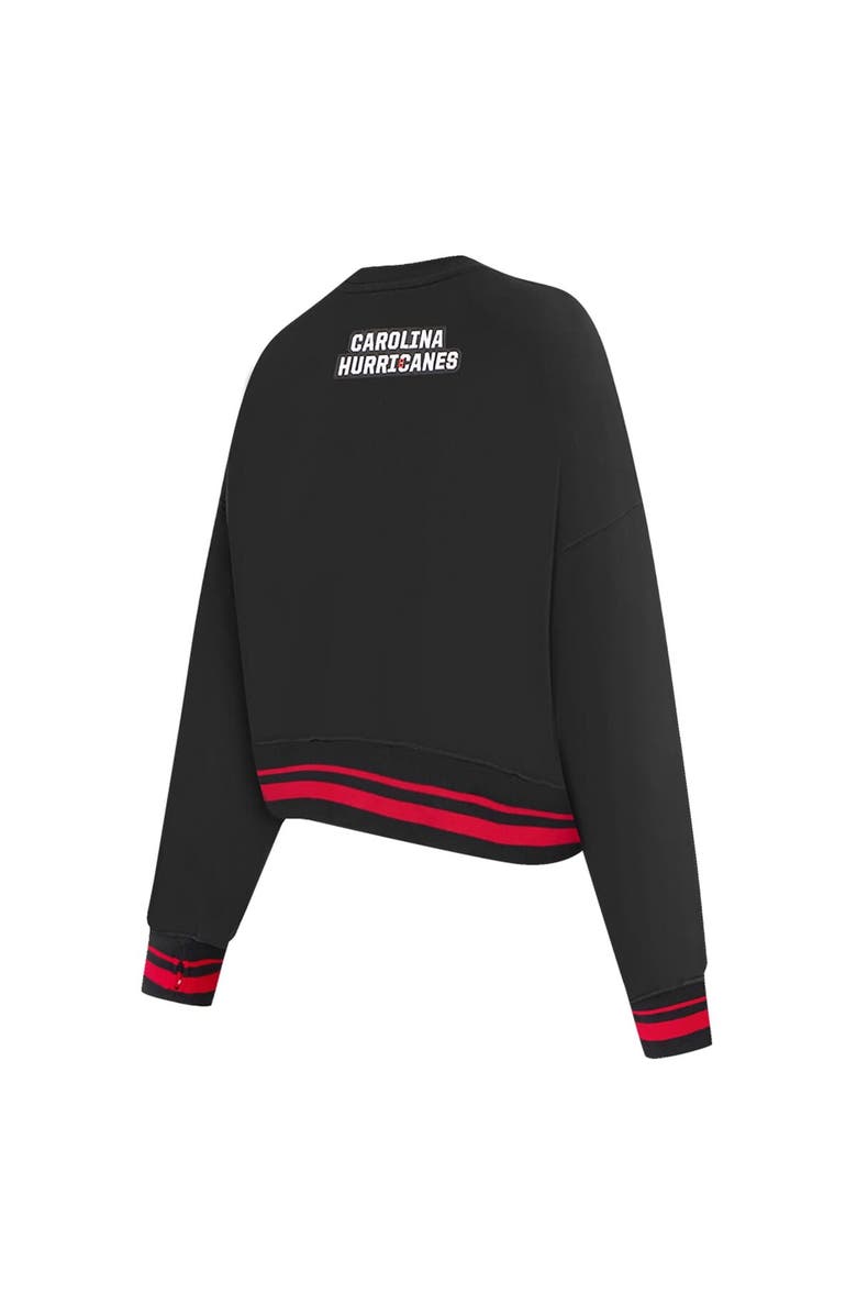 PRO STANDARD Women's Pro Standard  Black Carolina Hurricanes Area Code Cropped Pullover Sweatshirt, Alternate, color, Black