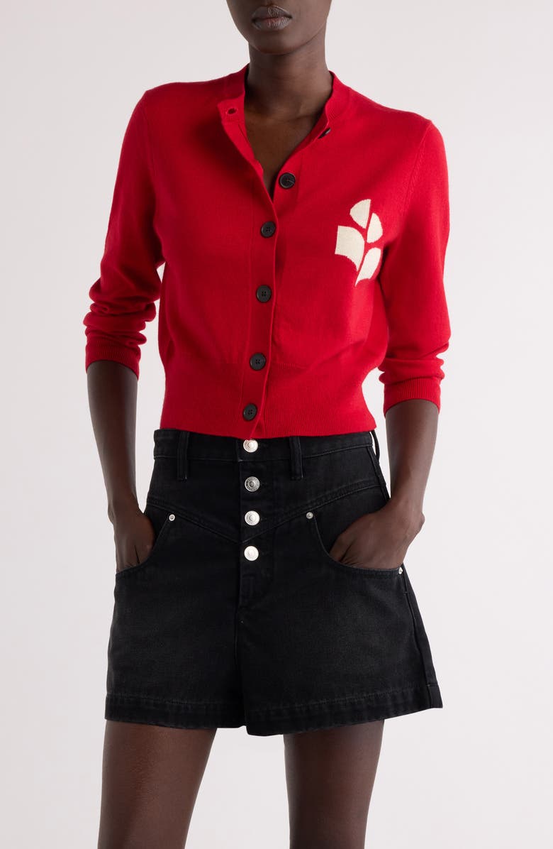 Isabel Marant Étoile Newton Flower Cotton & Wool Cardigan, Main, color,