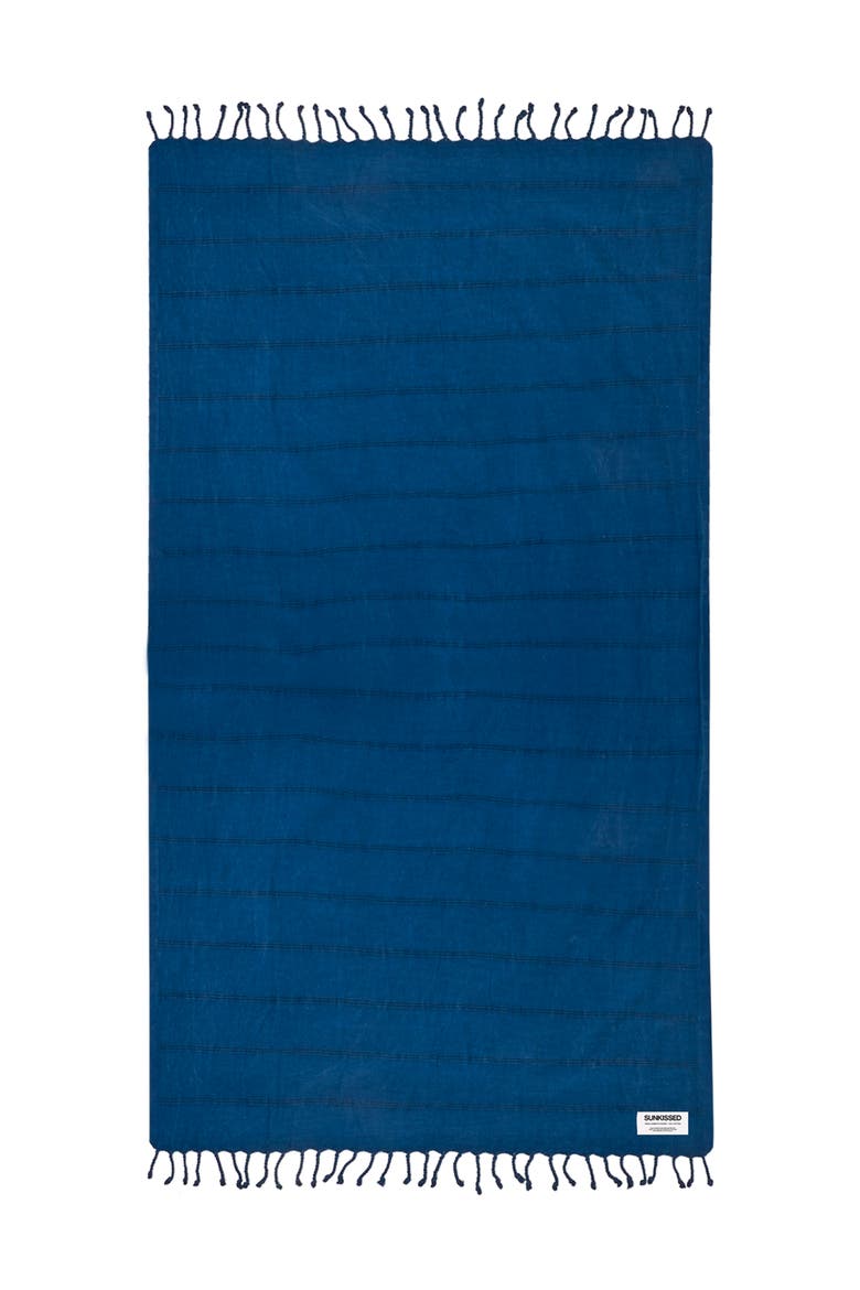 Sand Free Beach Towel - Stonewashed, Alternate, color, Santorini Navy Blue