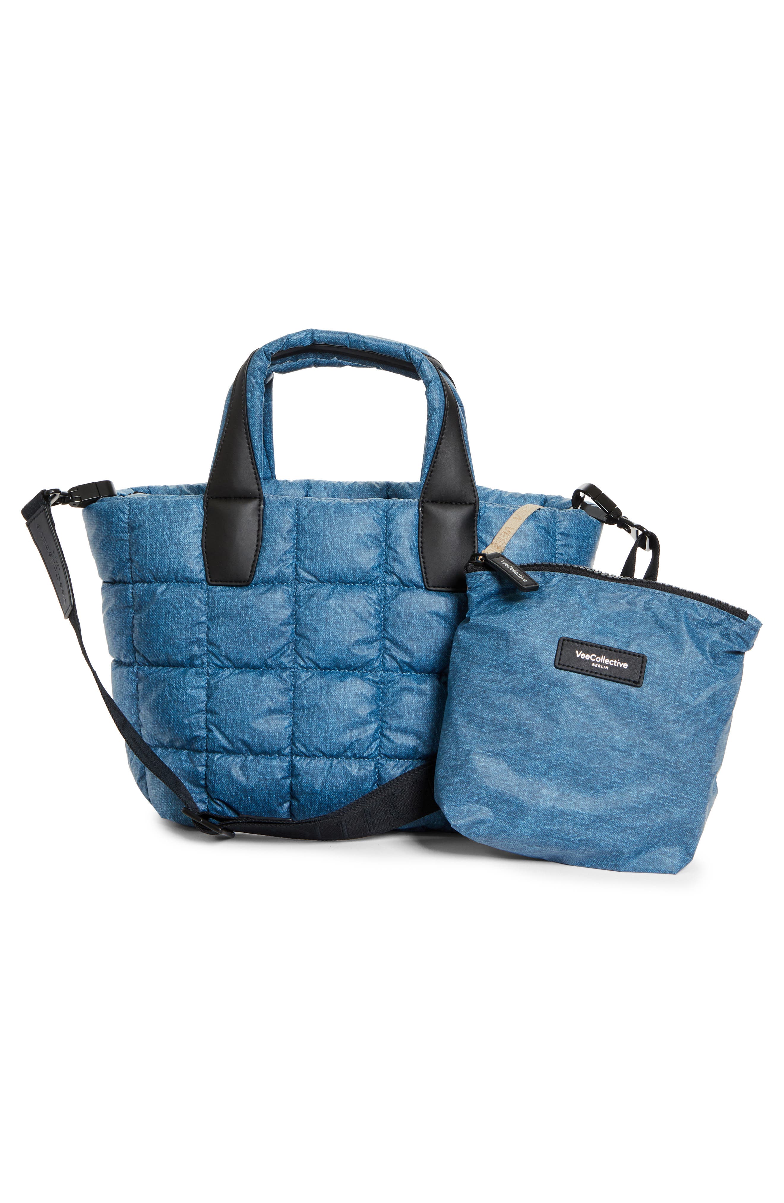VeeCollective Small Porter Water Repellent Quilted Tote, Alternate, color, Denim