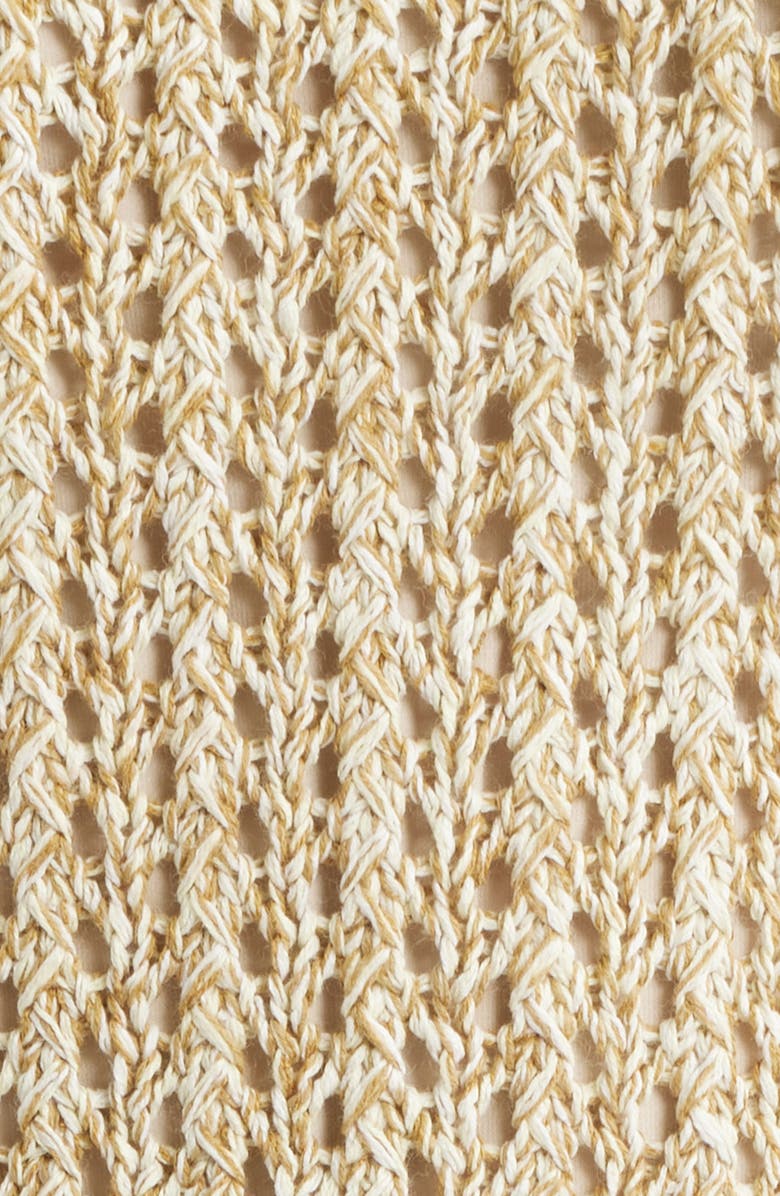 Milly Beaded Fringe Knit Minidress, Alternate, color, Beige Multi