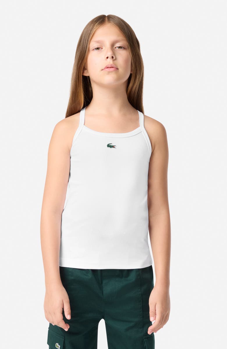Lacoste Kids' Logo Rib Tank, Alternate, color, Blanc
