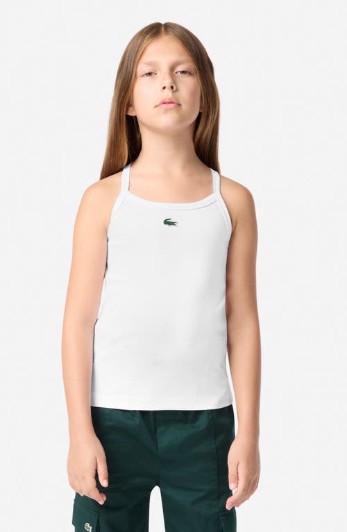 Lacoste Kids' Logo Rib Tank In White
