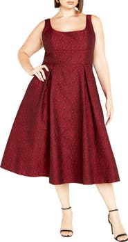 City Chic Estella Jacquard Midi Dress
