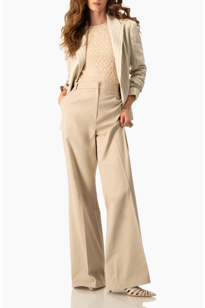 Wide-Leg Flare High-Waist Tailored Pants, Alternate, color, Beige