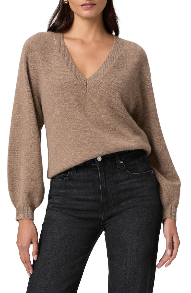 PAIGE Thea V-Neck Cashmere Sweater, Main, color, Heather Brown