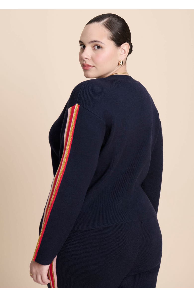 ELOQUII Fuzzy Sweater Vest, Alternate, color, Navy Multi