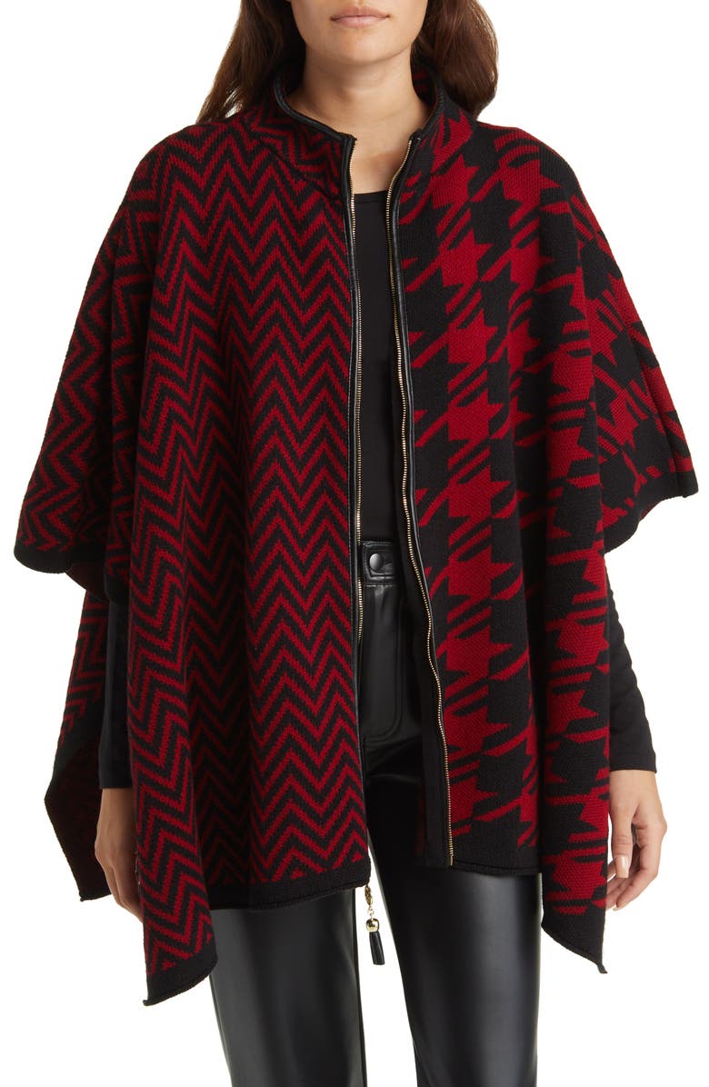 Anne Klein Mix Pattern Zip Cape, Alternate, color, 