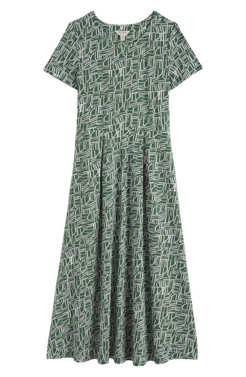 Veronica Abstract Print Stretch Organic Cotton Midi Dress (Regular & Petite)