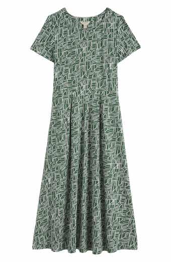 Veronica Abstract Print Stretch Organic Cotton Midi Dress