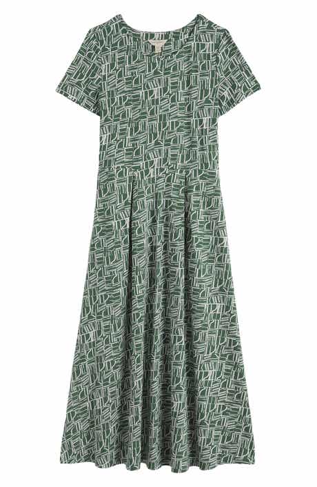Veronica Abstract Print Stretch Organic Cotton Midi Dress