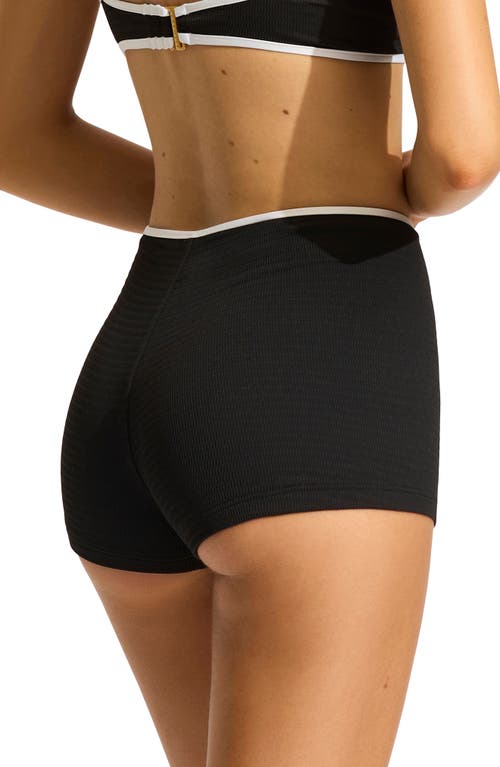 Seafolly Beach Bound Boyleg Swim Shorts In Black