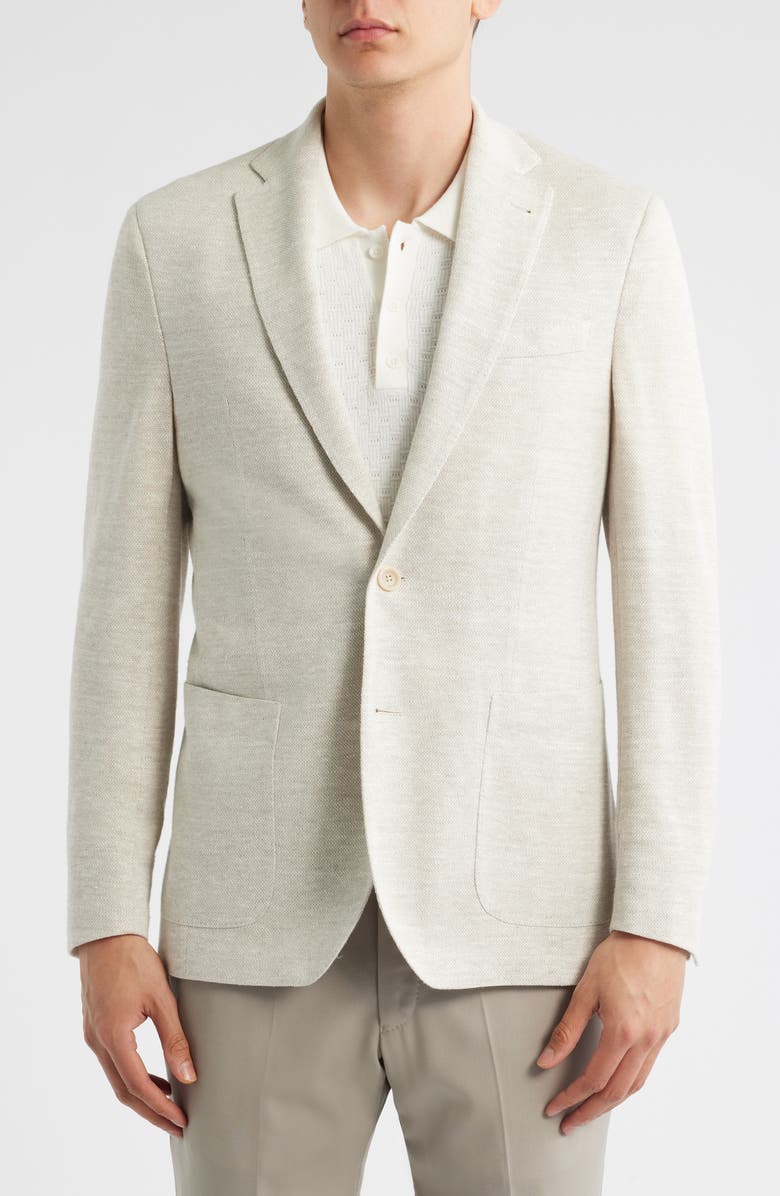 Jack Victor Hampton Tan Mélange Knit Linen Blend Sport Coat, Alternate, color, Sand