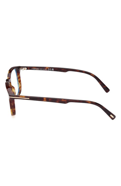 Tom Ford 52mm Square Optical Glasses In Havana Eco/t Logo