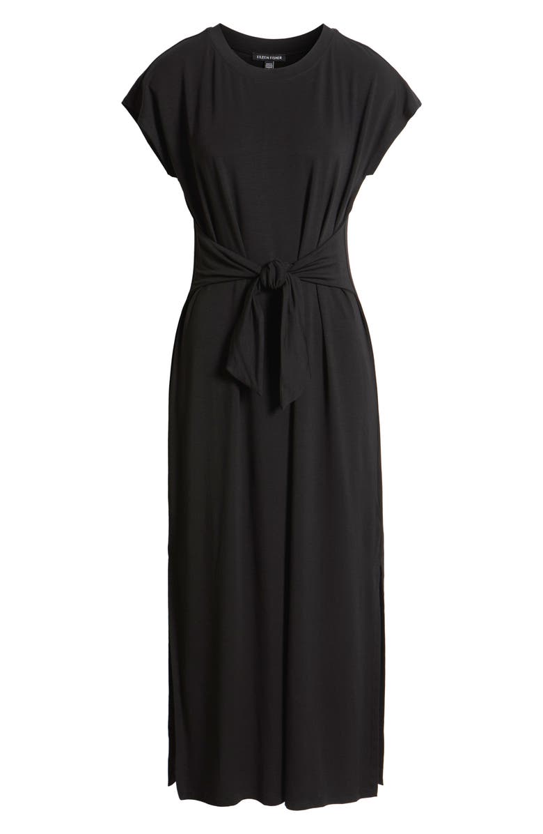Eileen Fisher Crewneck Maxi Dress, Alternate, color, Black