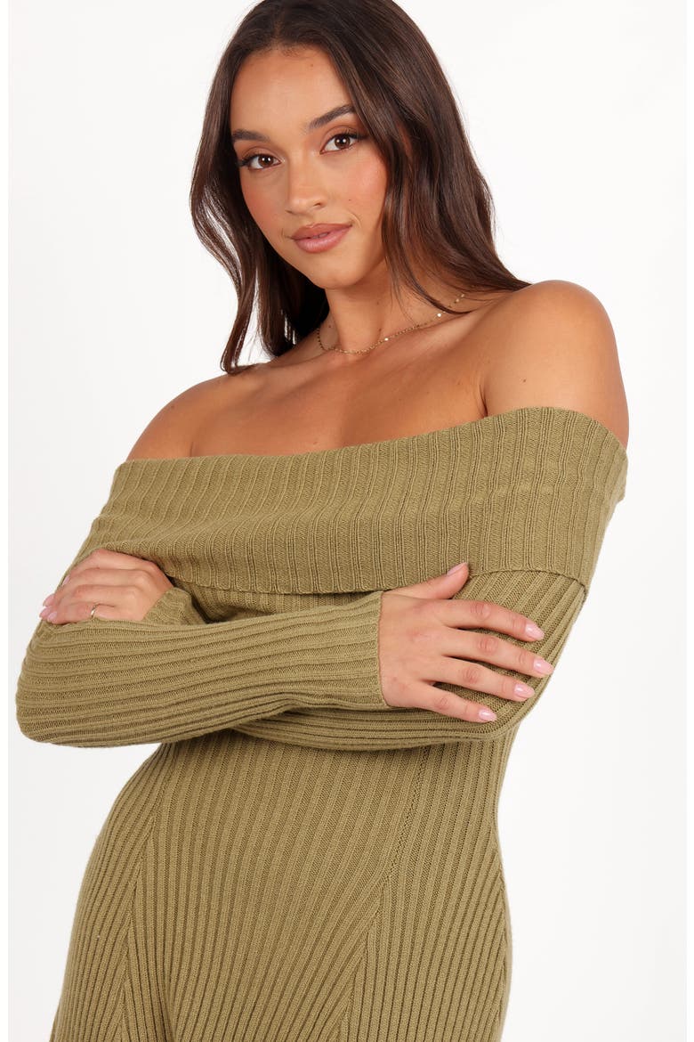 Francisco Off the Shoulder Long Sleeve Sweater Dress, Alternate, color, OLIVE