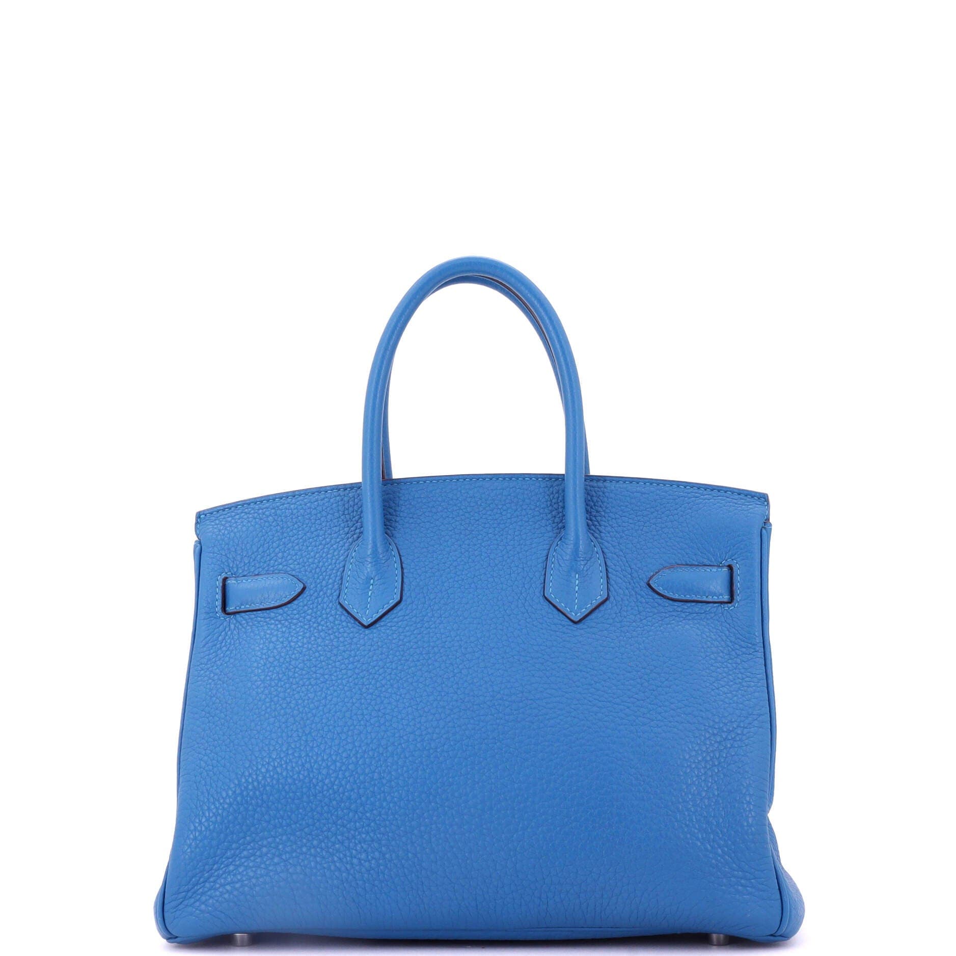 Pre-Owned Hermes Birkin Handbag Blue Clemence with Palladium Hardware 30, Alternate, color, 
