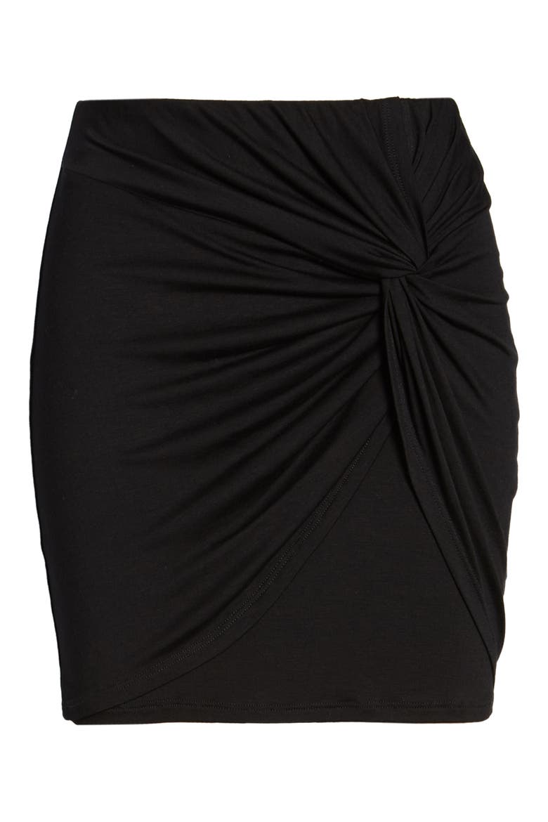 Knot Front Miniskirt, Alternate, color, BLACK