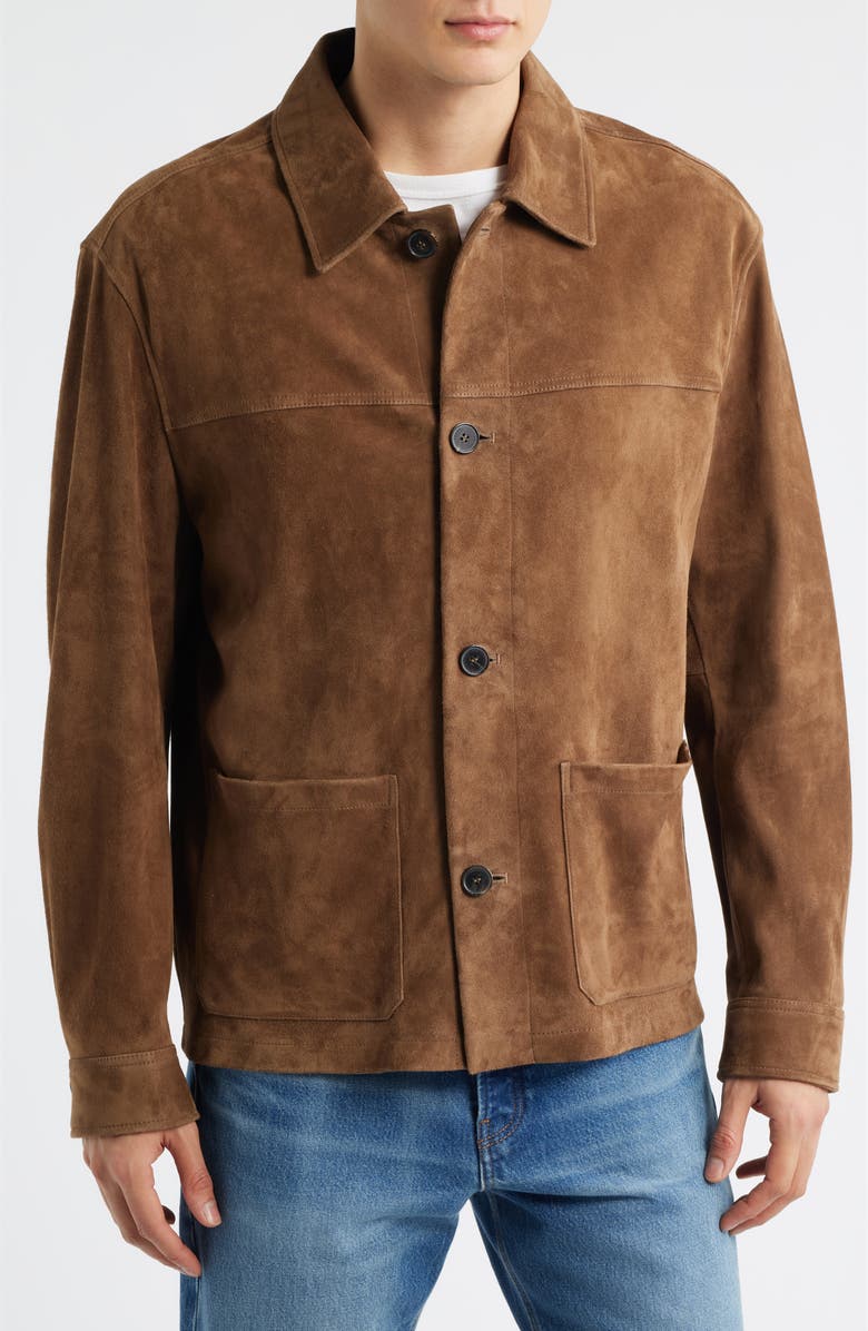 FRAME Suede Chore Coat, Alternate, color, Caramel