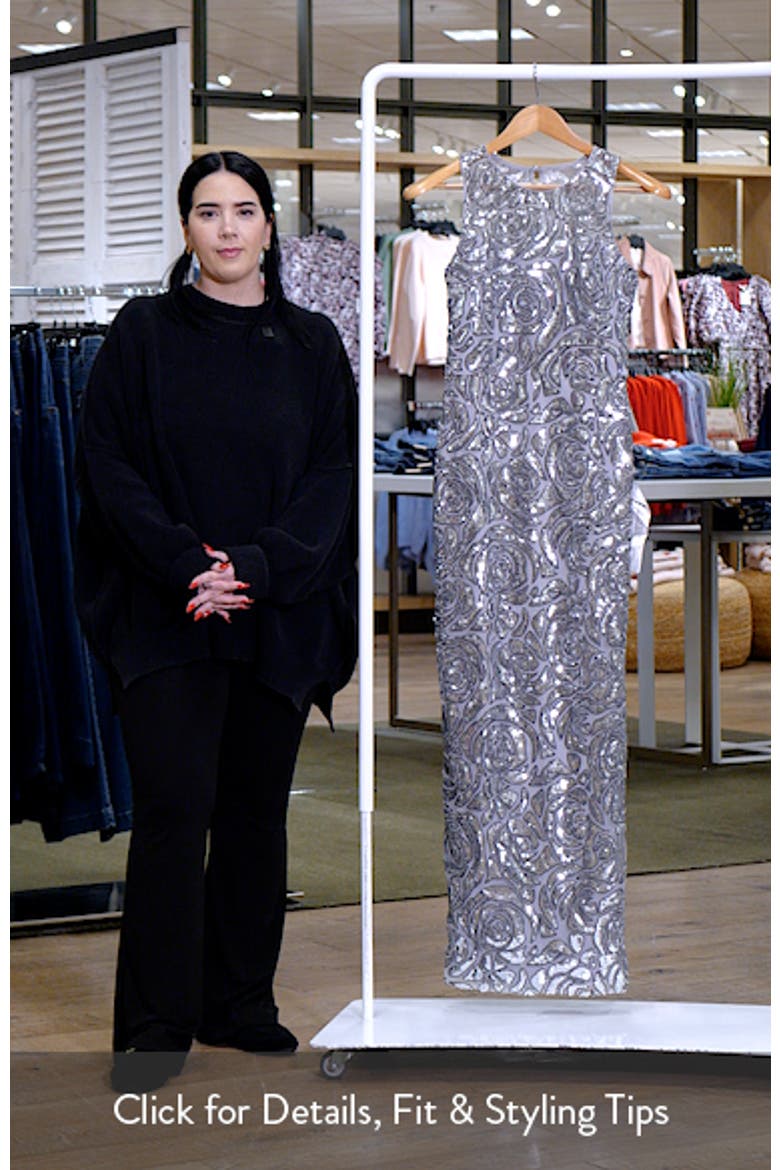 Laney Sequin Illusion Neck Column Gown video