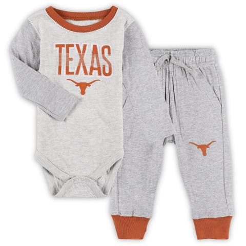 Infant Wes & Willy Heather Gray Texas Longhorns Jie Jie Long Sleeve Bodysuit & Pants Set