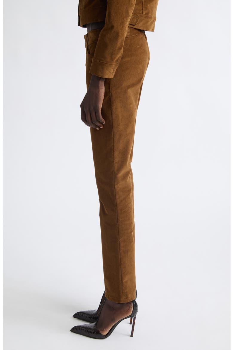 Stretch Cotton Velvet Skinny Flare Pants, Alternate, color, TOBACCO