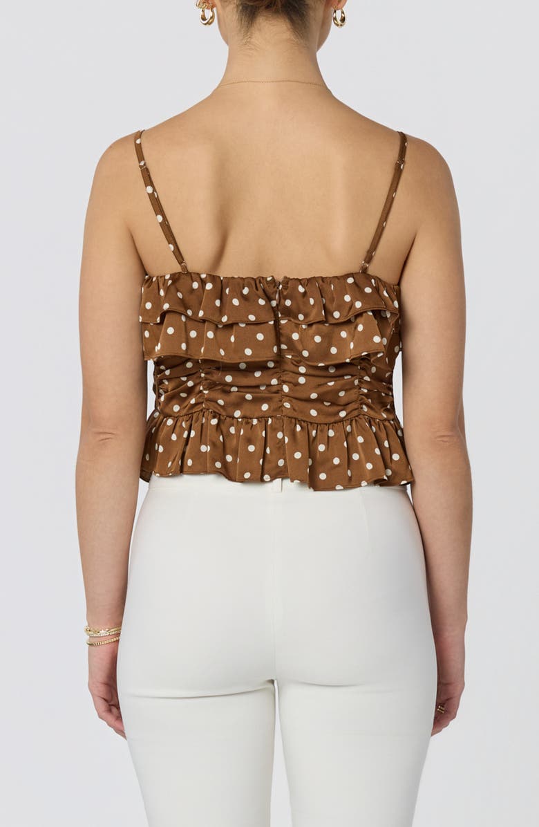 ASTR the Label Brynn Side Cinch Camisole, Alternate, color, Brown Polka Dot