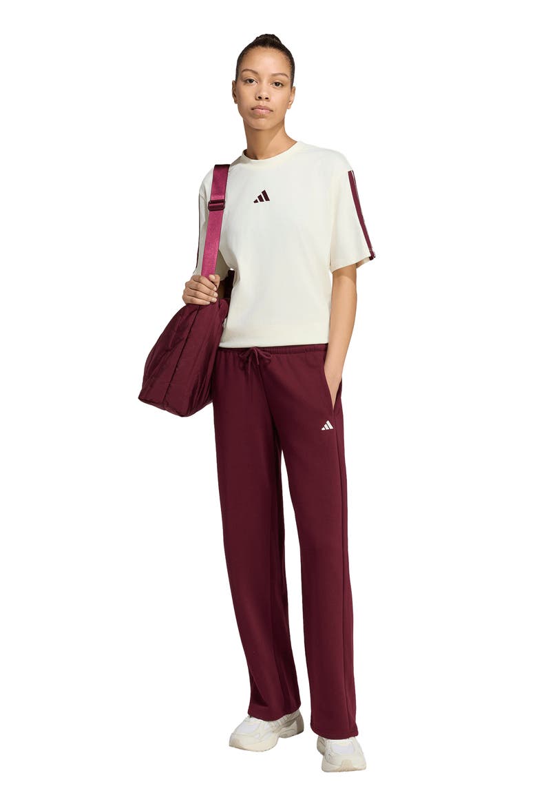 Fleece Straight Leg Pants, Alternate, color, MAROON/ WHITE