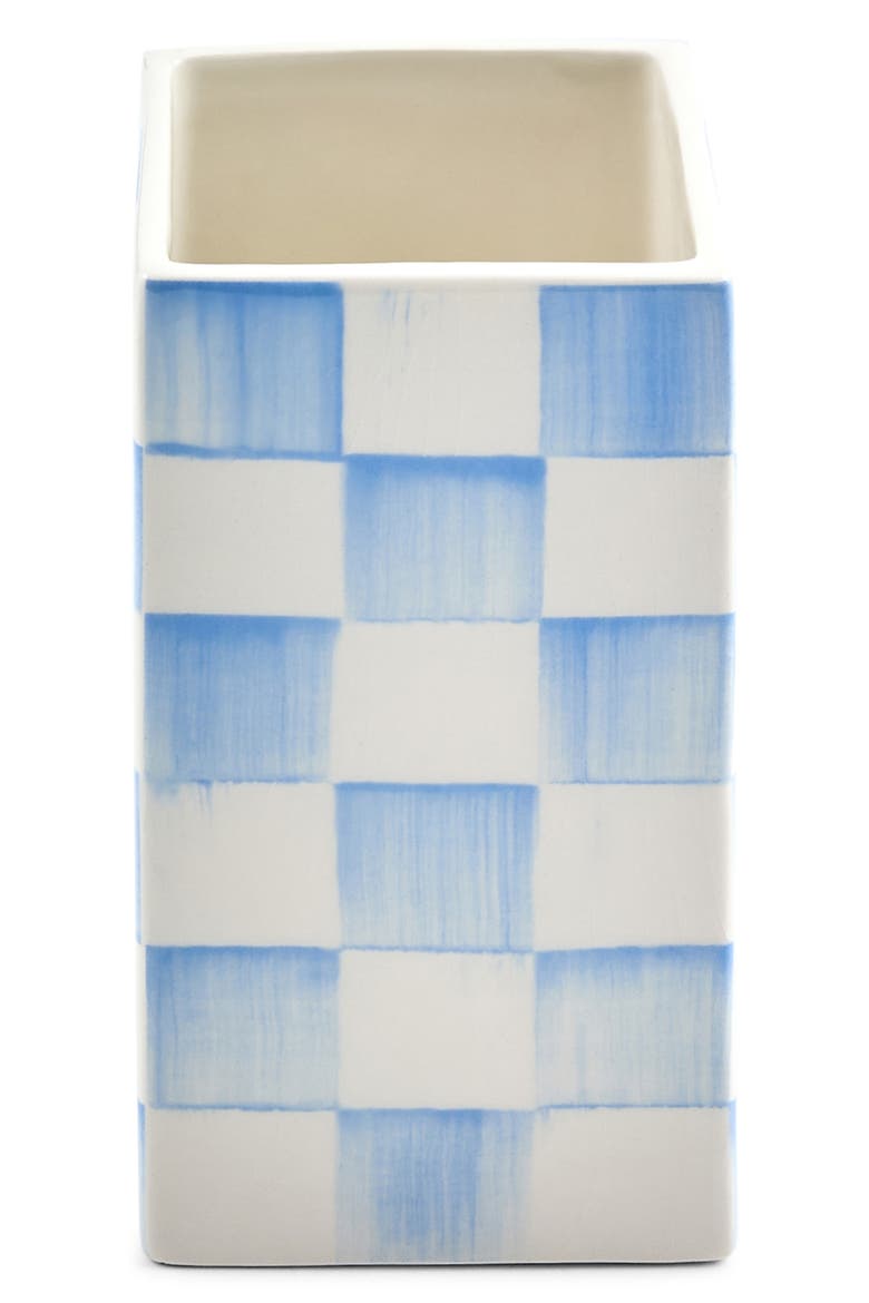 Sky Check Small Pillar Vase, Main, color, BLUE