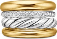 David Yurman Mercer Mixed Metal & Diamond Stack Ring