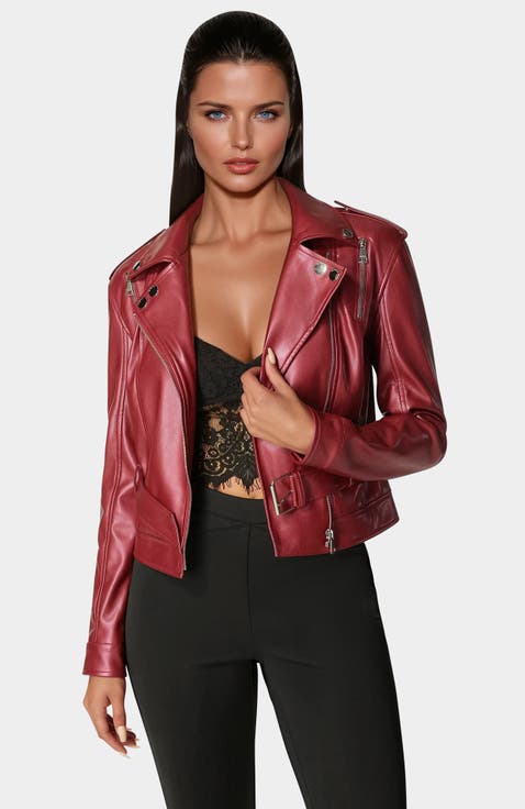 Metallic Vegan Leather Moto Jacket