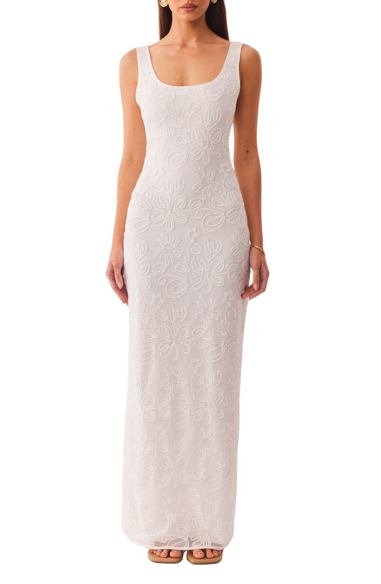 SNDYS Jocelyn Soutache Floral Maxi Dress, Main, color, White